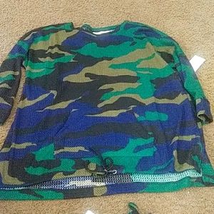 French Laundry camo thermal w/ drawstring waist and kangaroo pouch front pocket